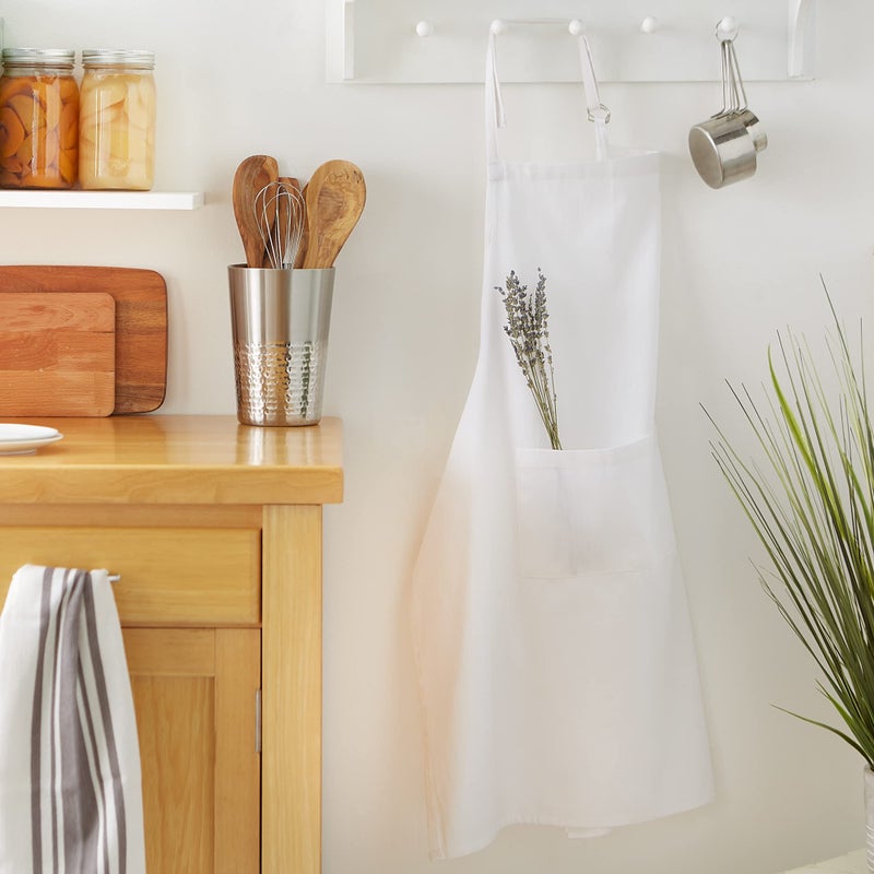 DII Everyday Basic Kitchen Collection, Waist Apron Set, White 2 Piece - Image 5